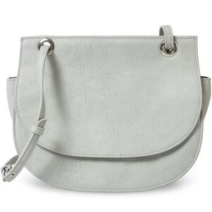 Oliver Bonas Albany Eyelet Saddle Cross Body Bag in Soft Grey/taupe